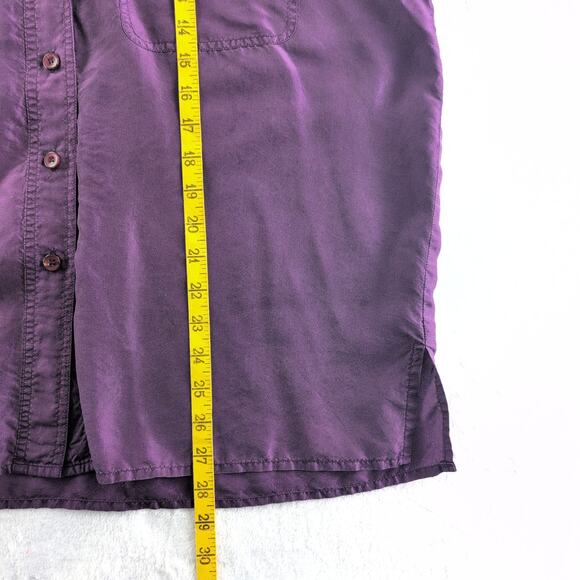 VTG Best American Clothing 100% Silk Plum Long Sleeved Button Down Women's Large - Picture 8 of 9